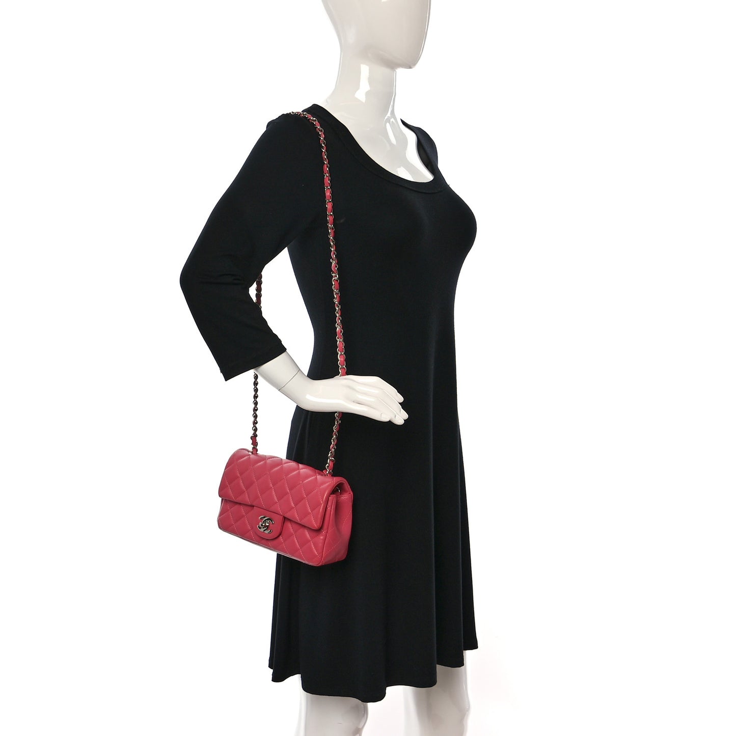 Lambskin Quilted Mini Rectangular Flap Pink