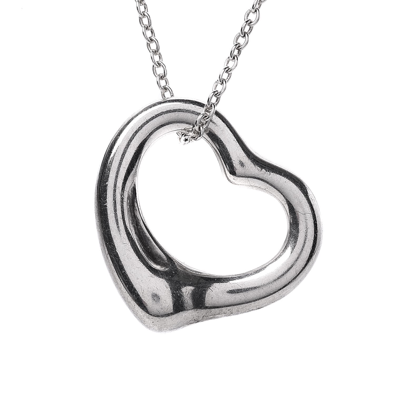 Tiffany Sterling Silver 16mm Elsa Peretti Open Heart Pendant Necklace 4 of 7