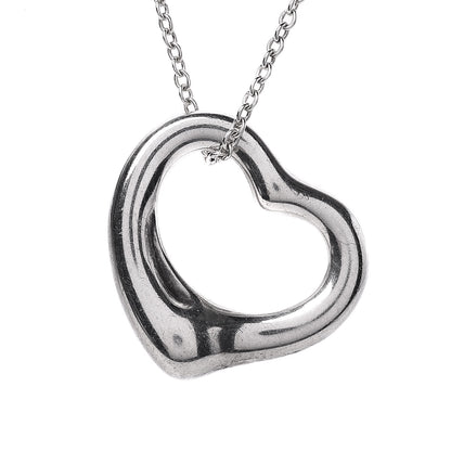 Tiffany Sterling Silver 16mm Elsa Peretti Open Heart Pendant Necklace 4 of 7