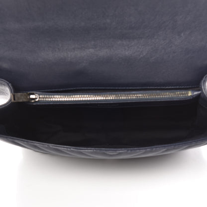 Saint Laurent Sheepskin Matelasse Chevron Monogram Large College Satchel Deep Marine 5 of 10