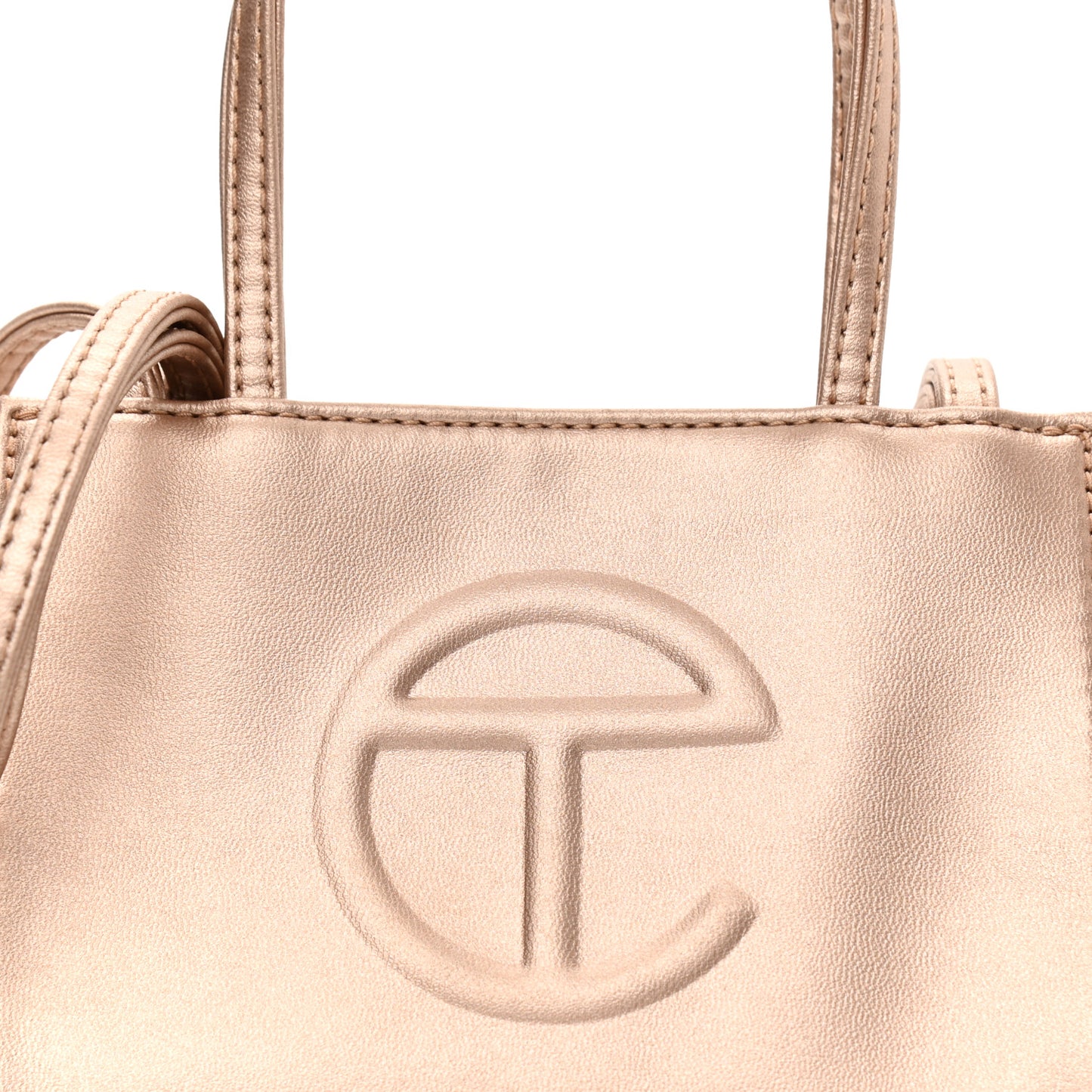 Metallic Vegan Leather Small Shopping Bag Copper