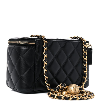Chanel Lambskin Quilted Small Pearl Crush Vanity Case With Chain Black 3 of 10