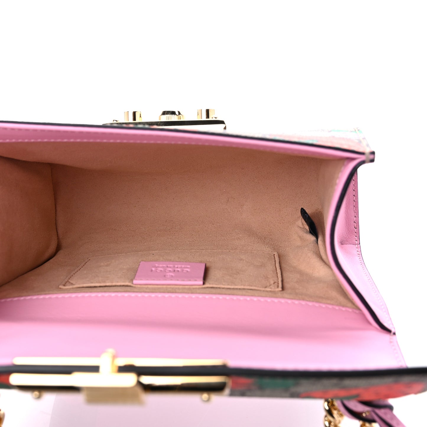 GG Supreme Monogram Strawberry Small Padlock Shoulder Bag