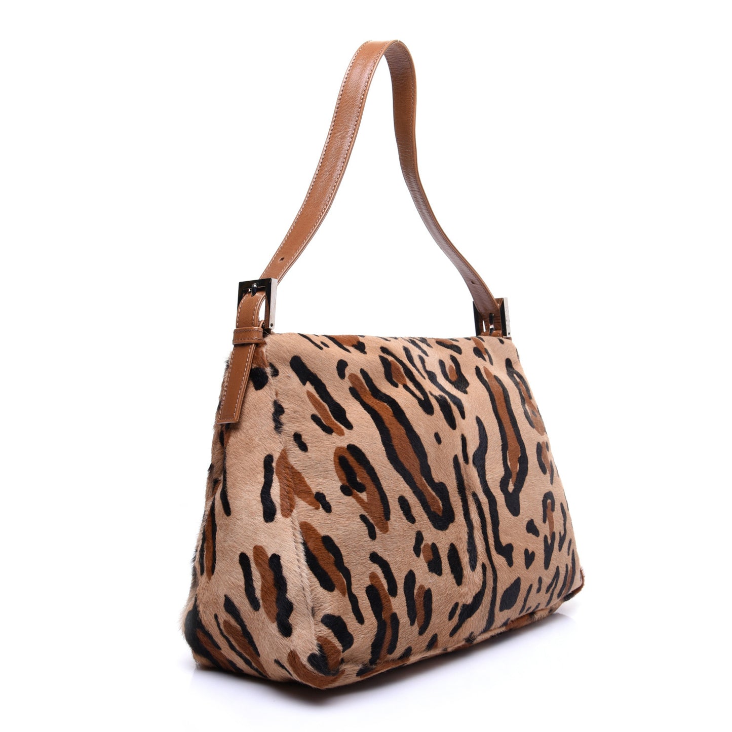 Calf Hair Leopard Print Mama Baguette Brown