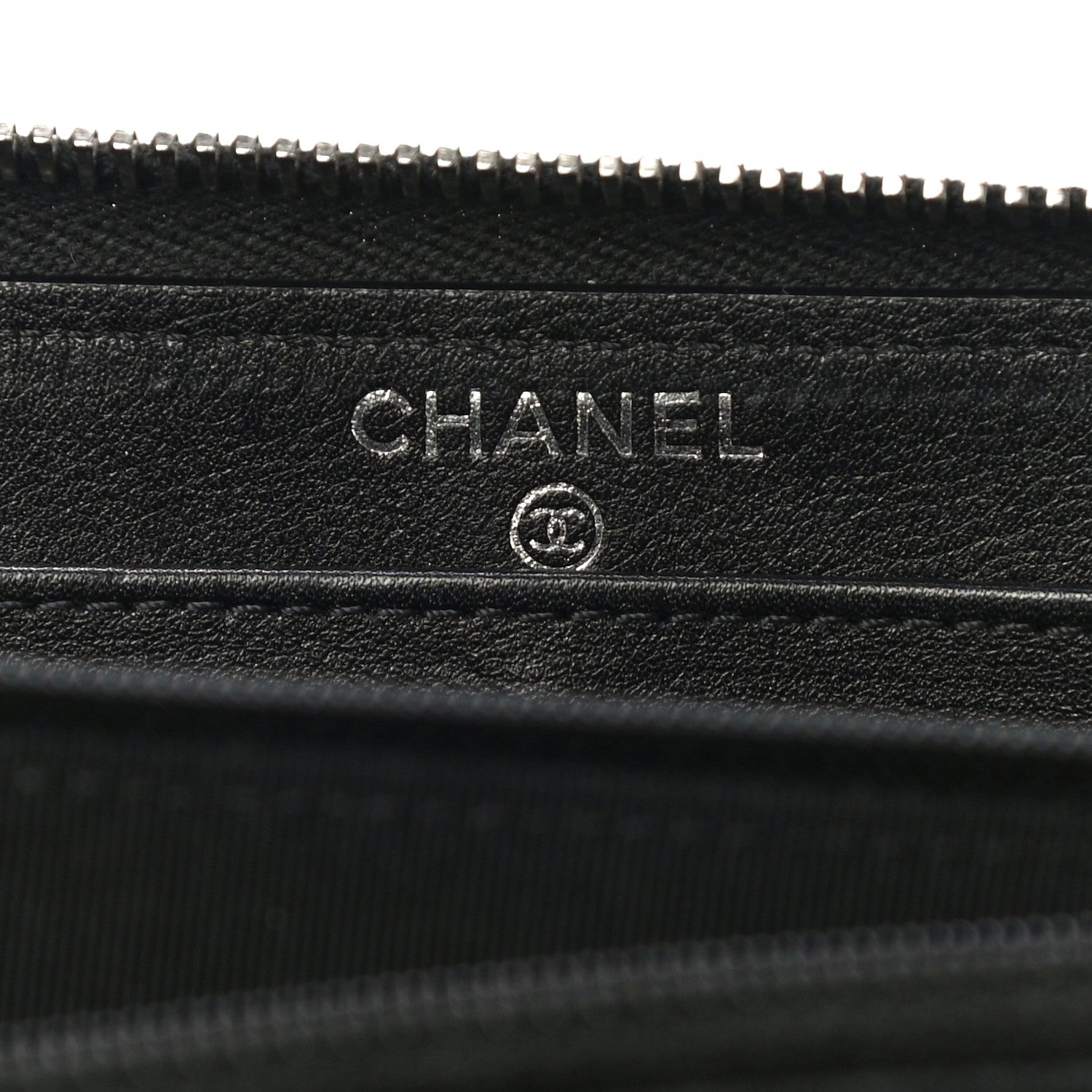 Chanel Striated Patent Zip Around Wallet Black 6 of 13