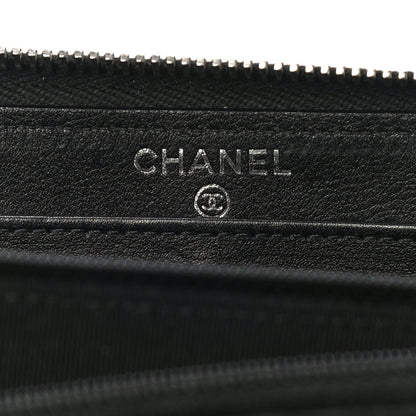 Chanel Striated Patent Zip Around Wallet Black 6 of 13