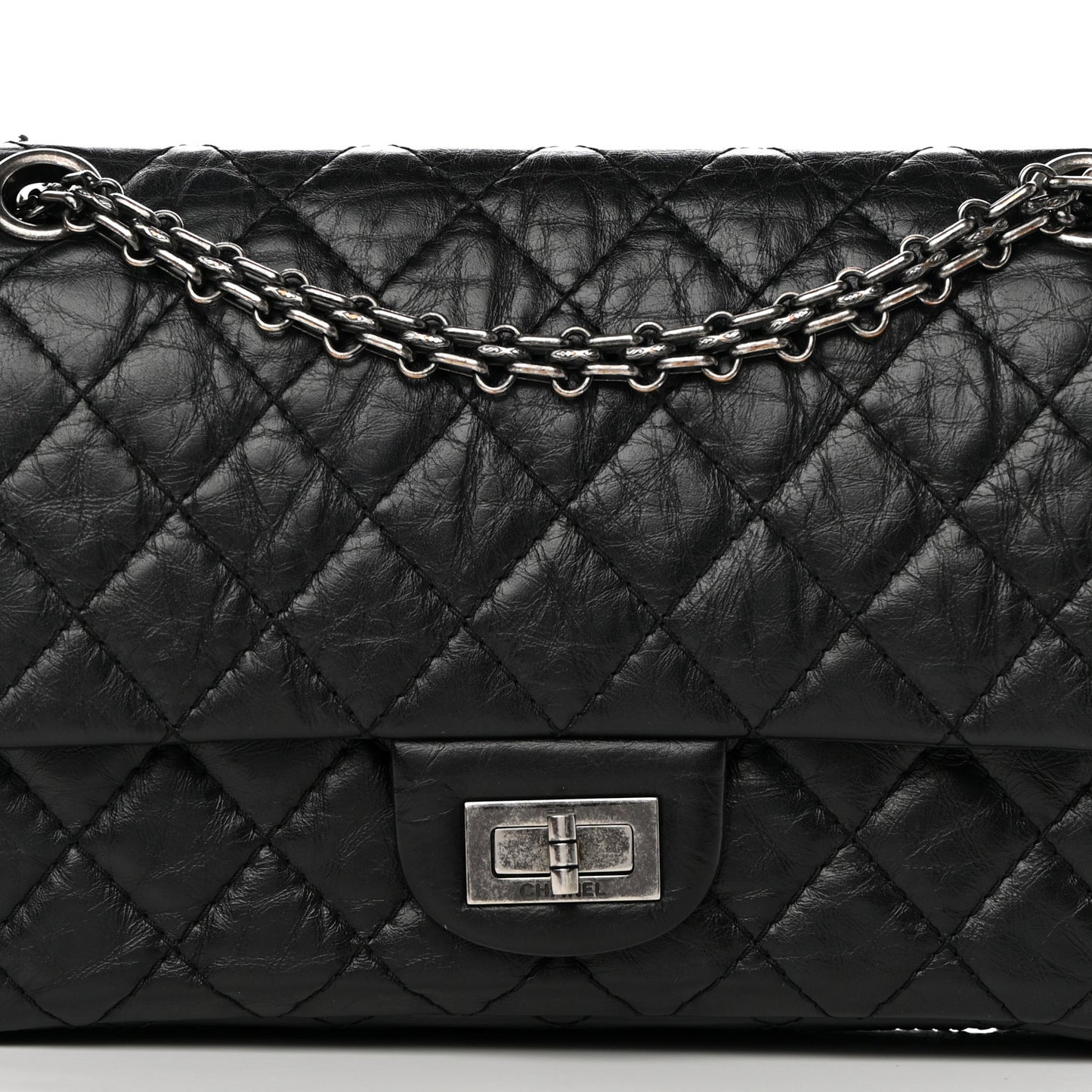 Aged Calfskin Quilted 2.55 Reissue 225 Flap Black