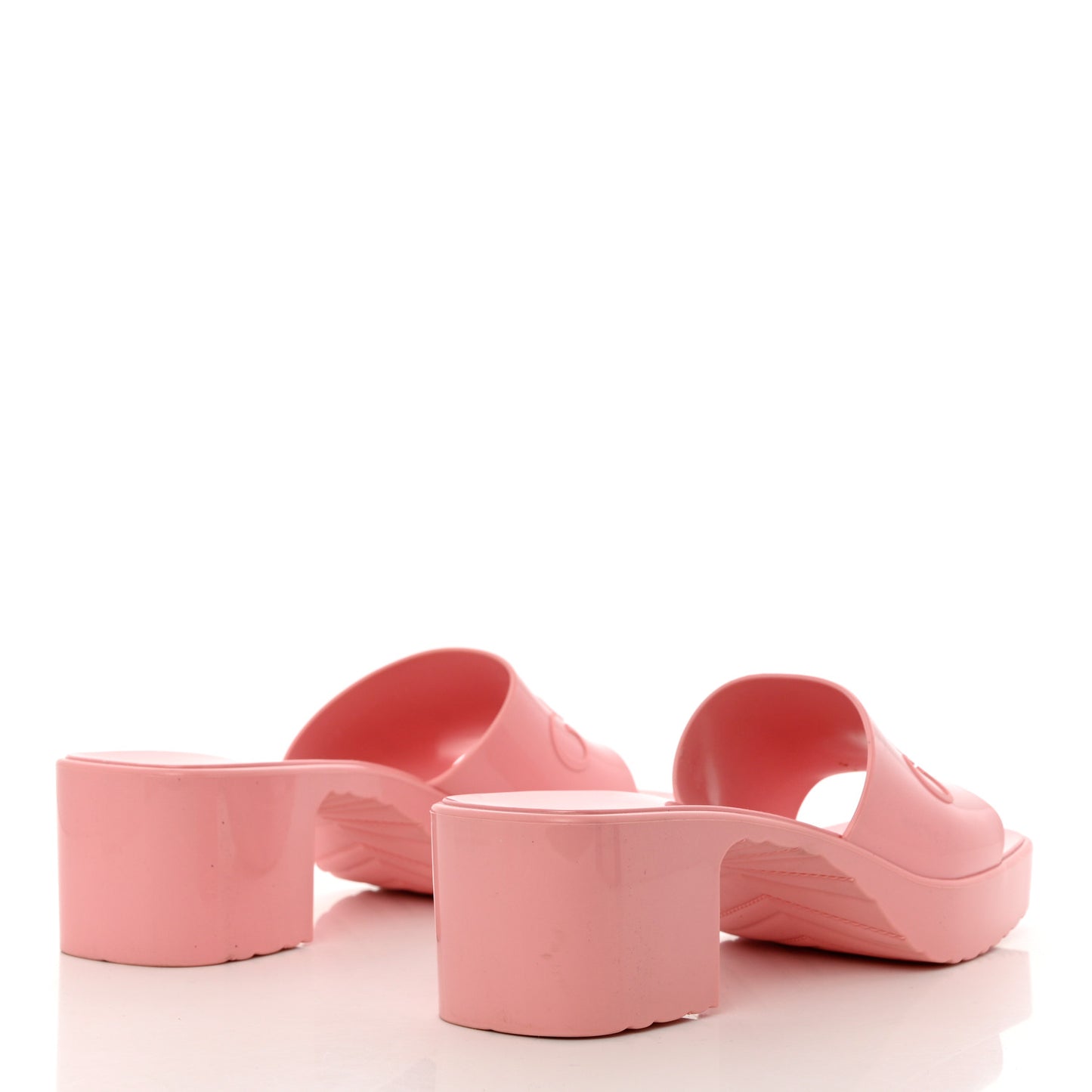 Rubber Gucci Logo Womens Platform 20/60mm Slide Sandals 38 Wild Rose