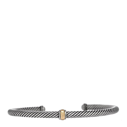 David Yurman Sterling Silver 18K Yellow Gold 4mm Station Cable Bracelet 1 of 3
