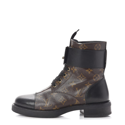 Louis Vuitton Calfskin Monogram Wonderland Flat Ranger Boots 38 Black 1 of 7