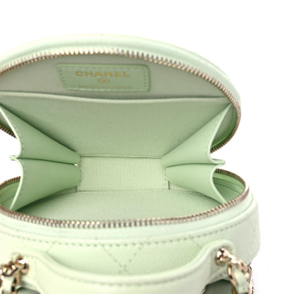 Chanel Caviar Quilted Round Handle With Care Vanity With Chain Light Green 5 of 10