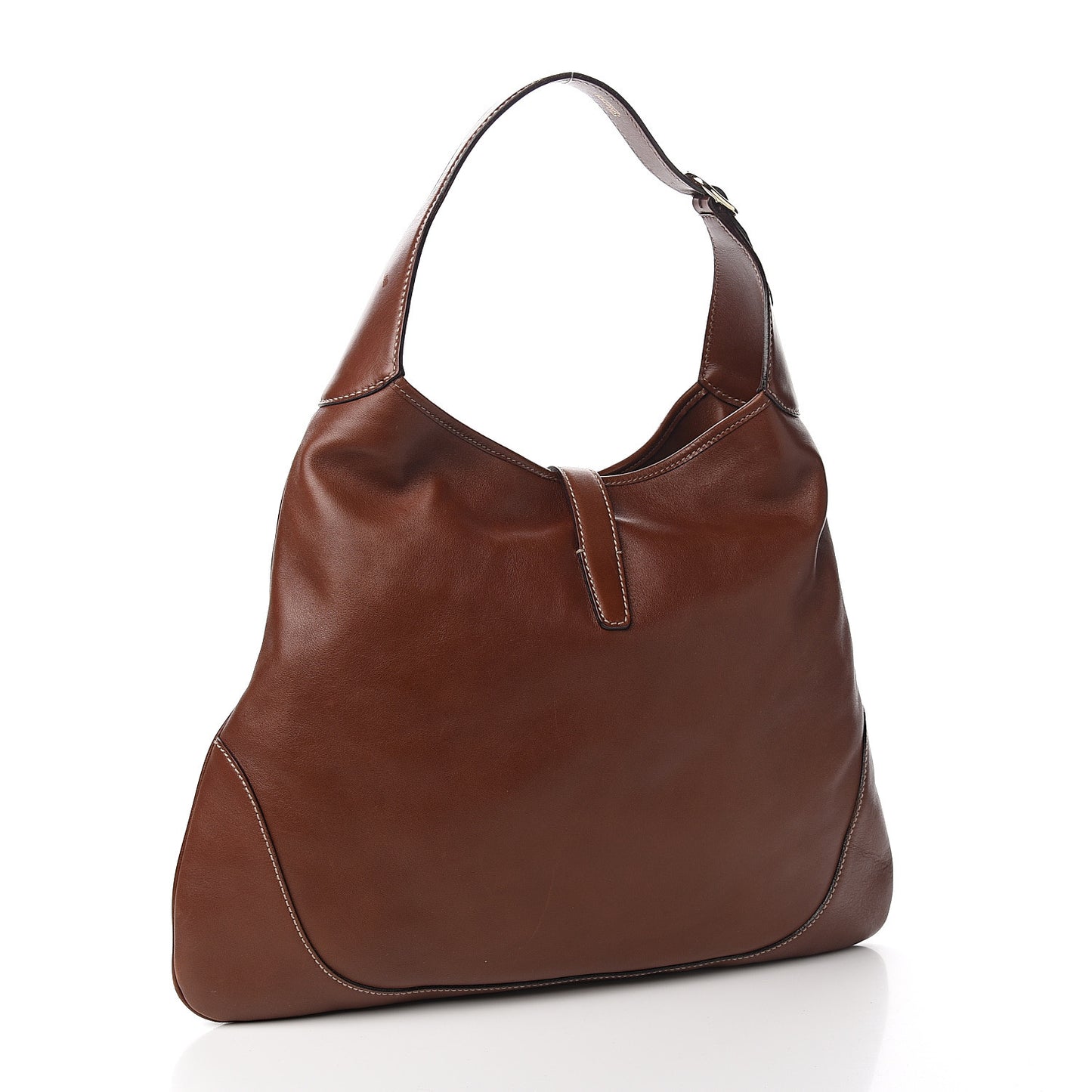 Calfskin Web Large Jackie O Bouvier Hobo Brown