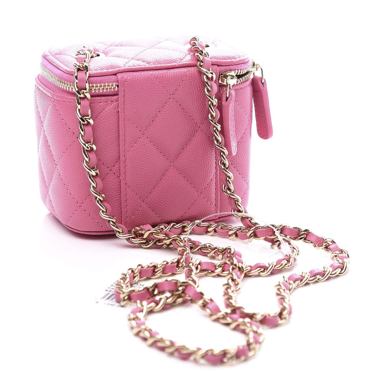 Chanel Caviar Quilted Mini Vanity Case With Chain Pink 2 of 8