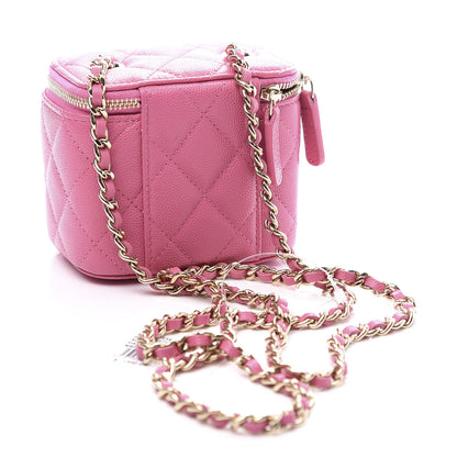 Chanel Caviar Quilted Mini Vanity Case With Chain Pink 2 of 8
