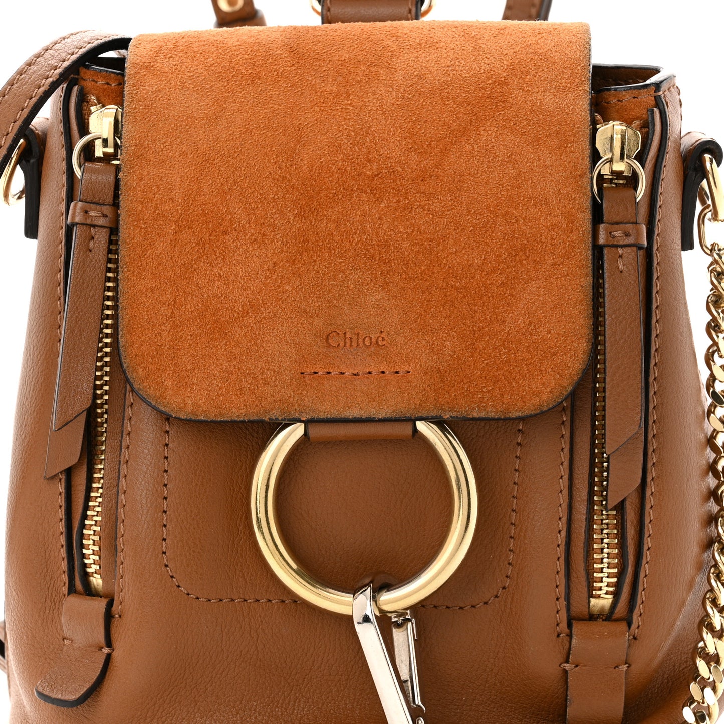 Suede Calfskin Mini Faye Backpack Tan