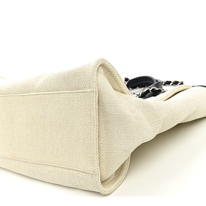 Chanel Woven Straw Raffia Medium Deauville Tote White Navy 10 of 11
