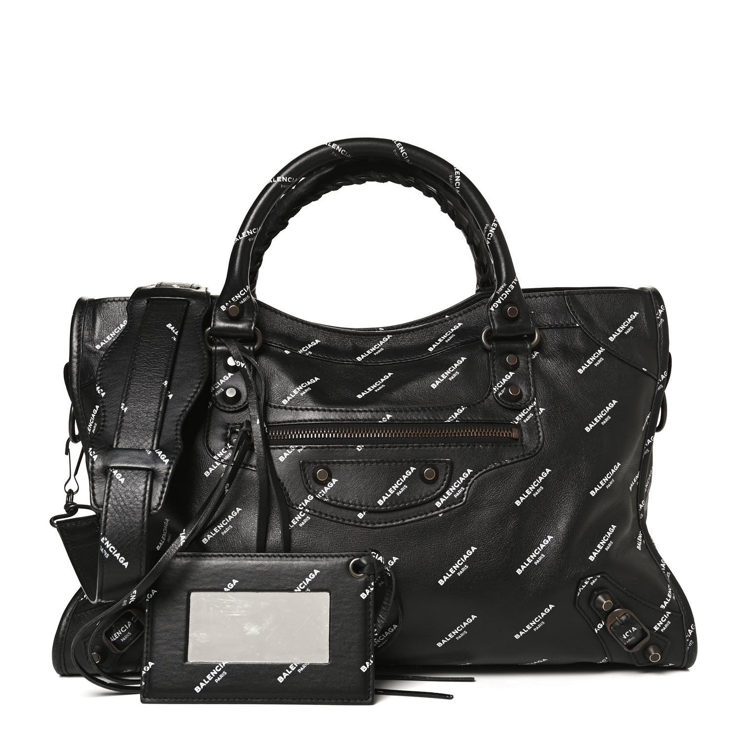 Veau Allover Logo Classic Hardware City Black White