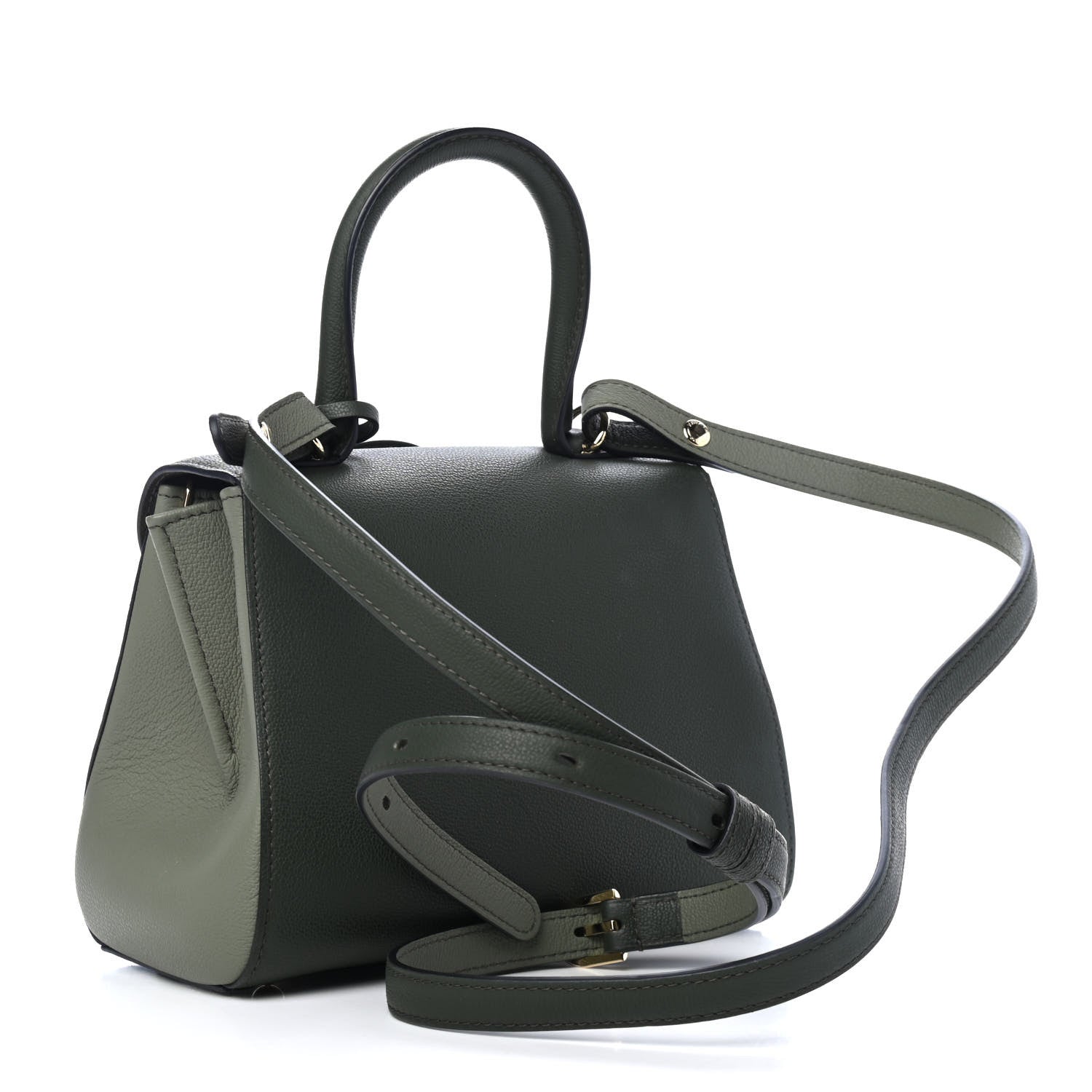 Delvaux Grained Calfskin Bi-Color Brillant Mini Satchel Kaki 2 of 4