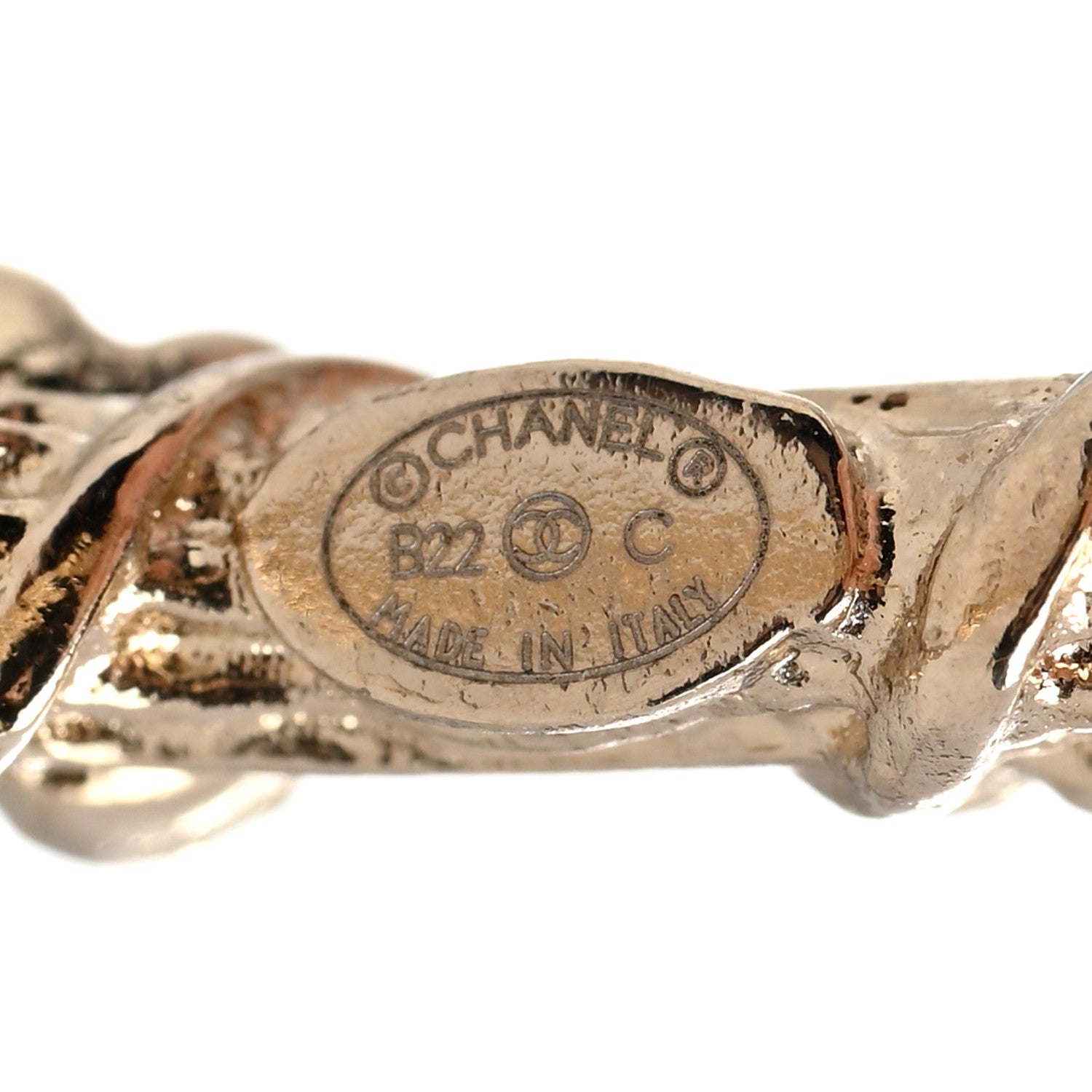 Chanel Crystal Camellia CC Hoop Earrings Gold 4 of 4