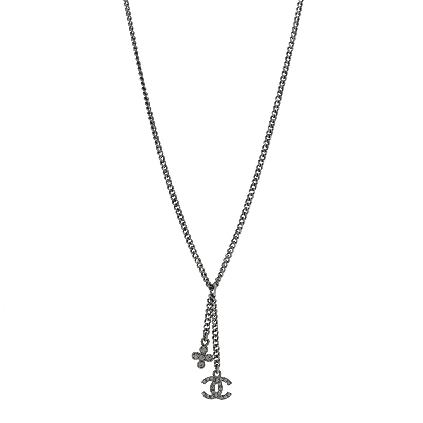 Ruthenium Crystal CC Charm Necklace