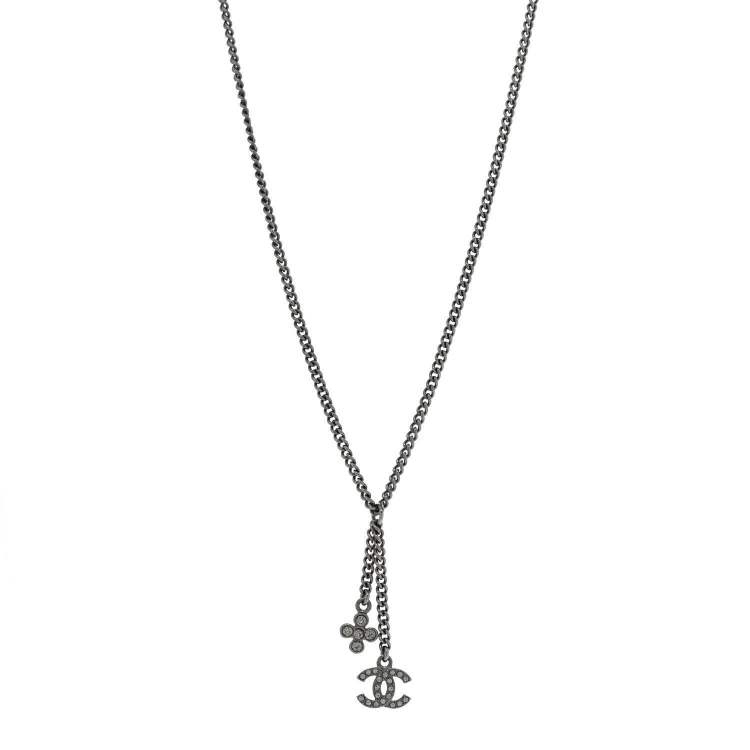 Chanel Ruthenium Crystal CC Charm Necklace 1 of 6