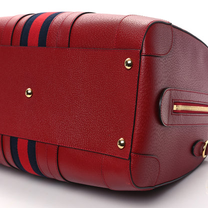 Gucci Textured Dollar Calfskin Web Medium Savoy Duffle Bag Red 10 of 10