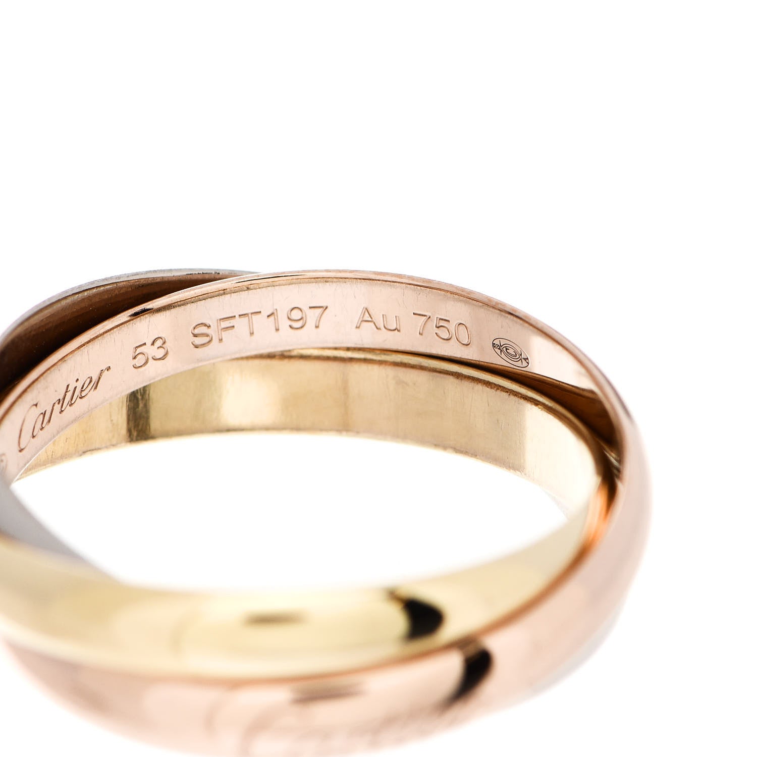 Cartier 18K Pink Yellow White Gold Small Trinity Ring 53 6.5 5 of 6