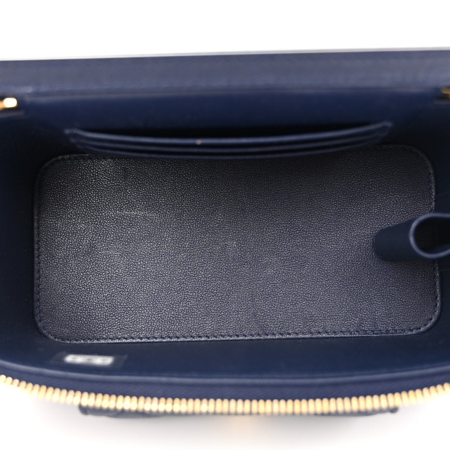 Caviar Quilted Polly Pocket East West Top Vanity With Chain Navy