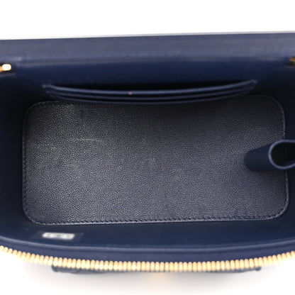 Chanel Caviar Quilted Polly Pocket East West Top Vanity With Chain Navy 5 of 11