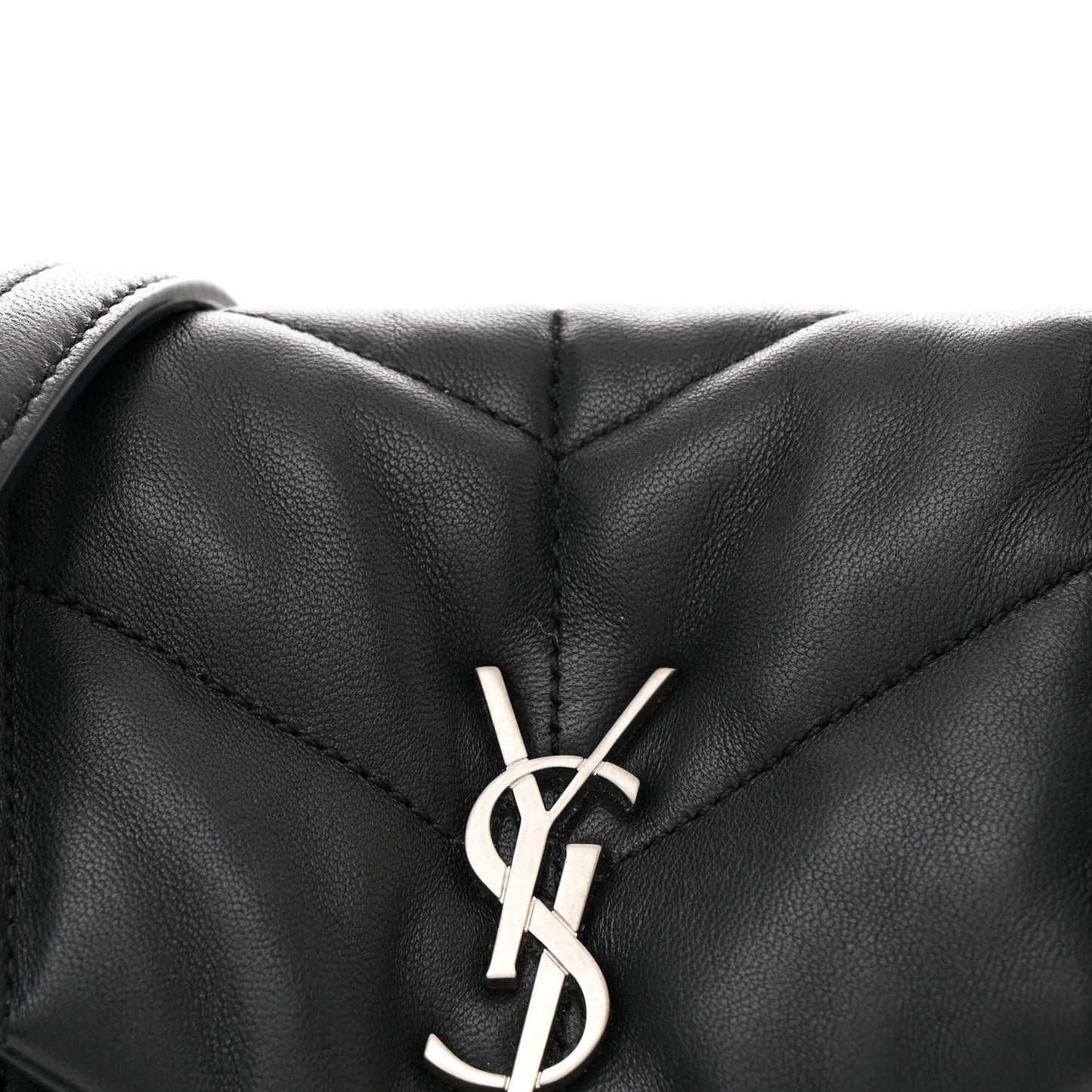 Lambskin Quilted Toy Loulou Puffer Monogram Chain Satchel Black