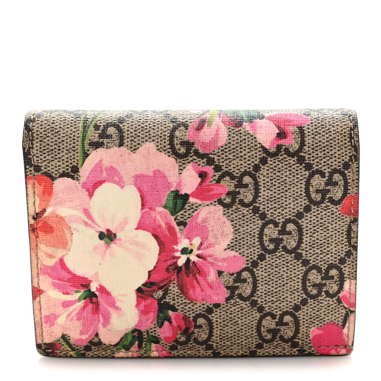 Gucci GG Supreme Monogram Blooms Card Case Beige Multicolor Dry Rose 1 of 7