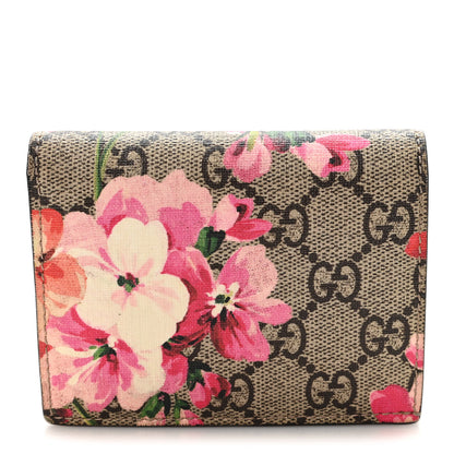 Gucci GG Supreme Monogram Blooms Card Case Beige Multicolor Dry Rose 1 of 7