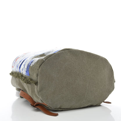 Chanel Canvas Sequins Cubano Trip Backpack Khaki 4 of 9