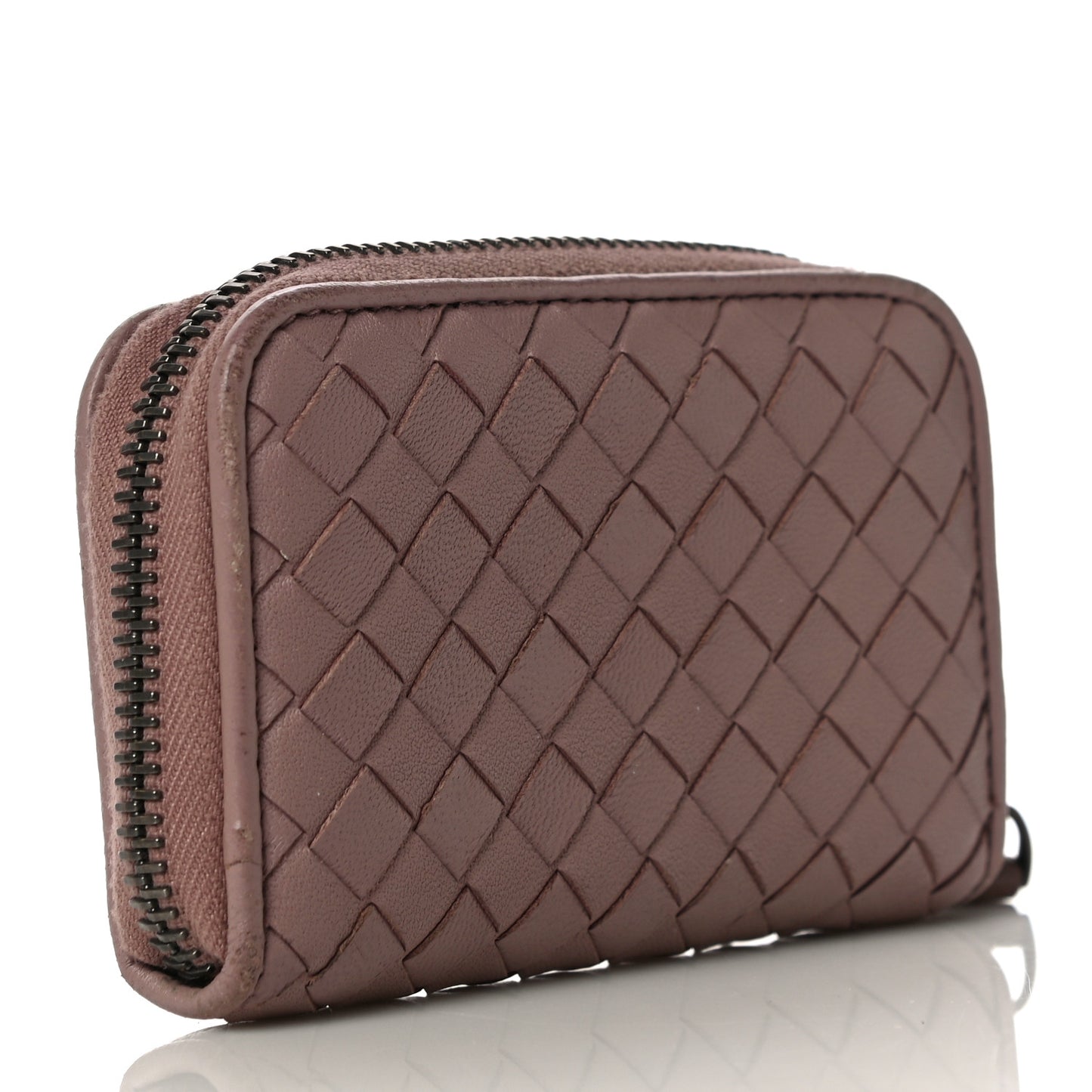 Nappa Intrecciato Zip Around Coin Purse Truffle