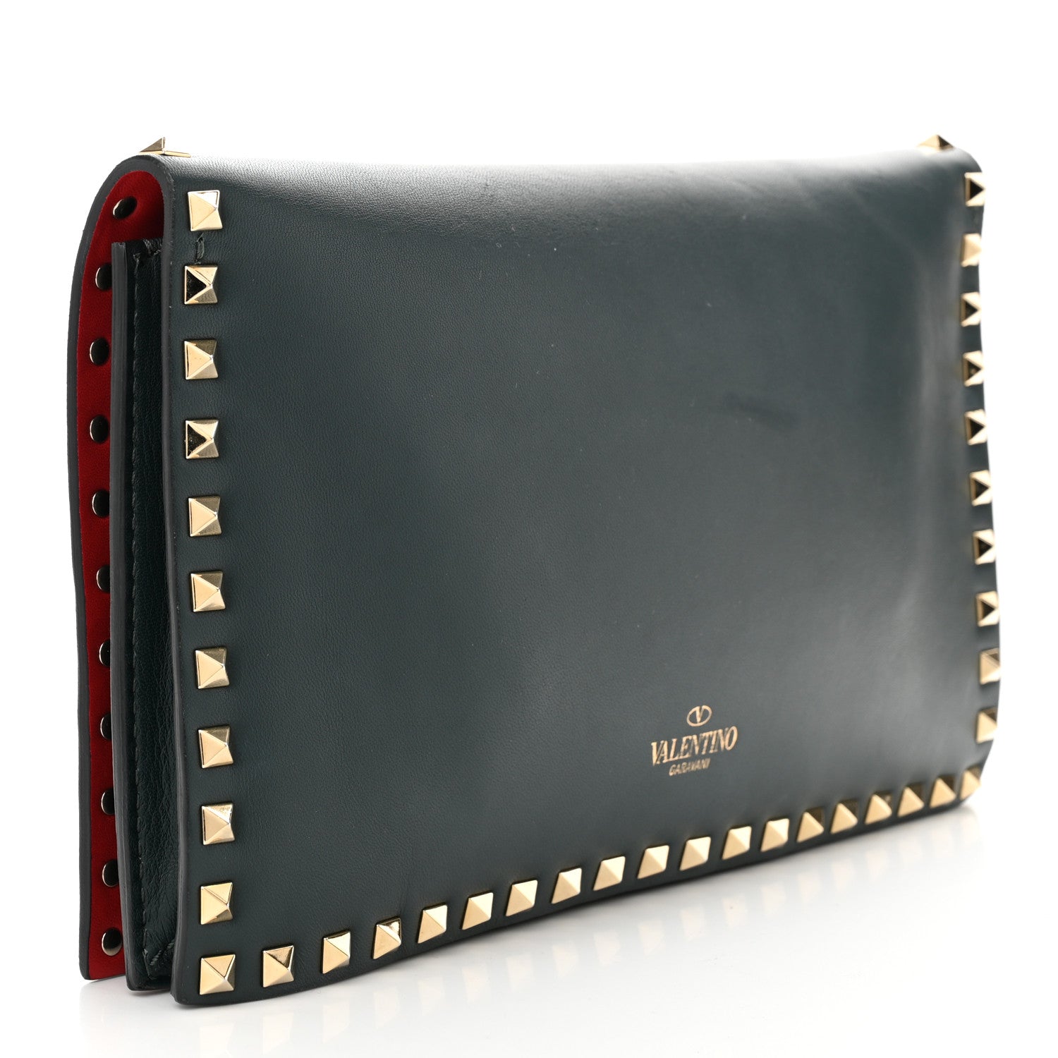 Valentino Garavani Nappa Rockstud Wristlet Clutch Jungle 3 of 10