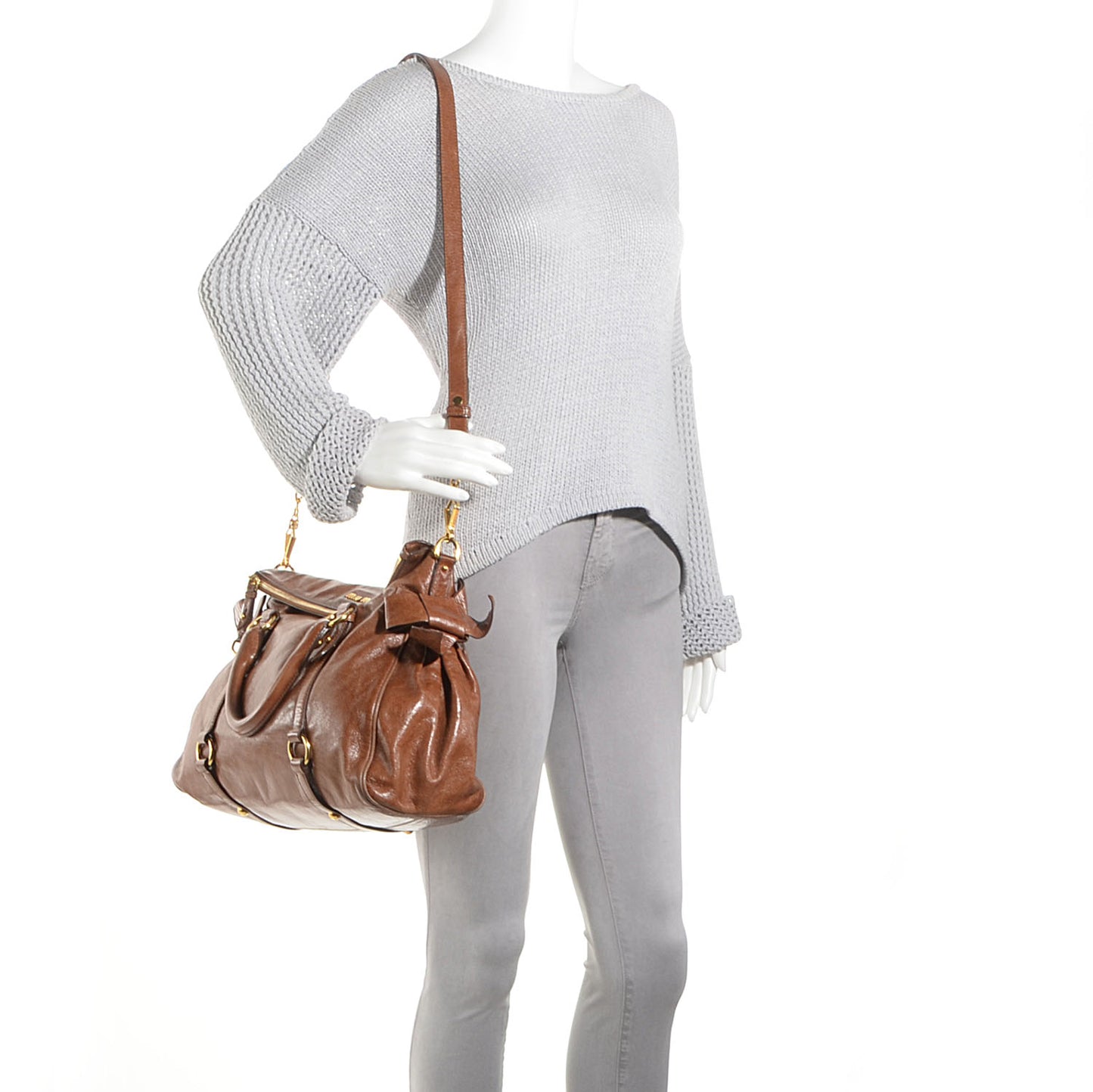 Vitello Lux Large Bow Bag Palissandro