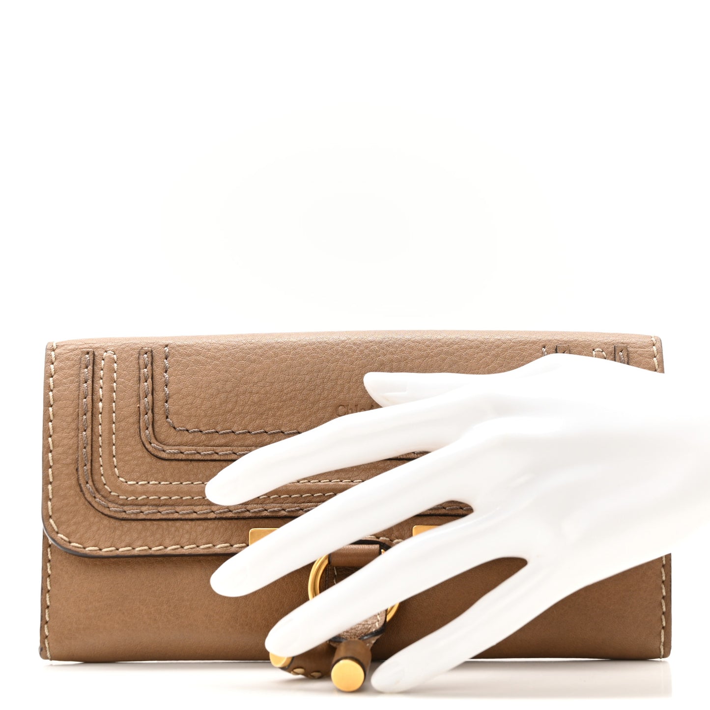 Calfskin Marcie Continental Flap Wallet Nut