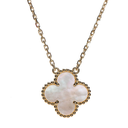 Van Cleef & Arpels 18K Yellow Gold Mother of Pearl Vintage Alhambra Pendant Necklace 4 of 5