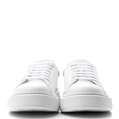 Prada Vitello Soft Rubber Triangle Logo Mens Low Top 40mm Sneakers 9.5 White Black 2 of 9