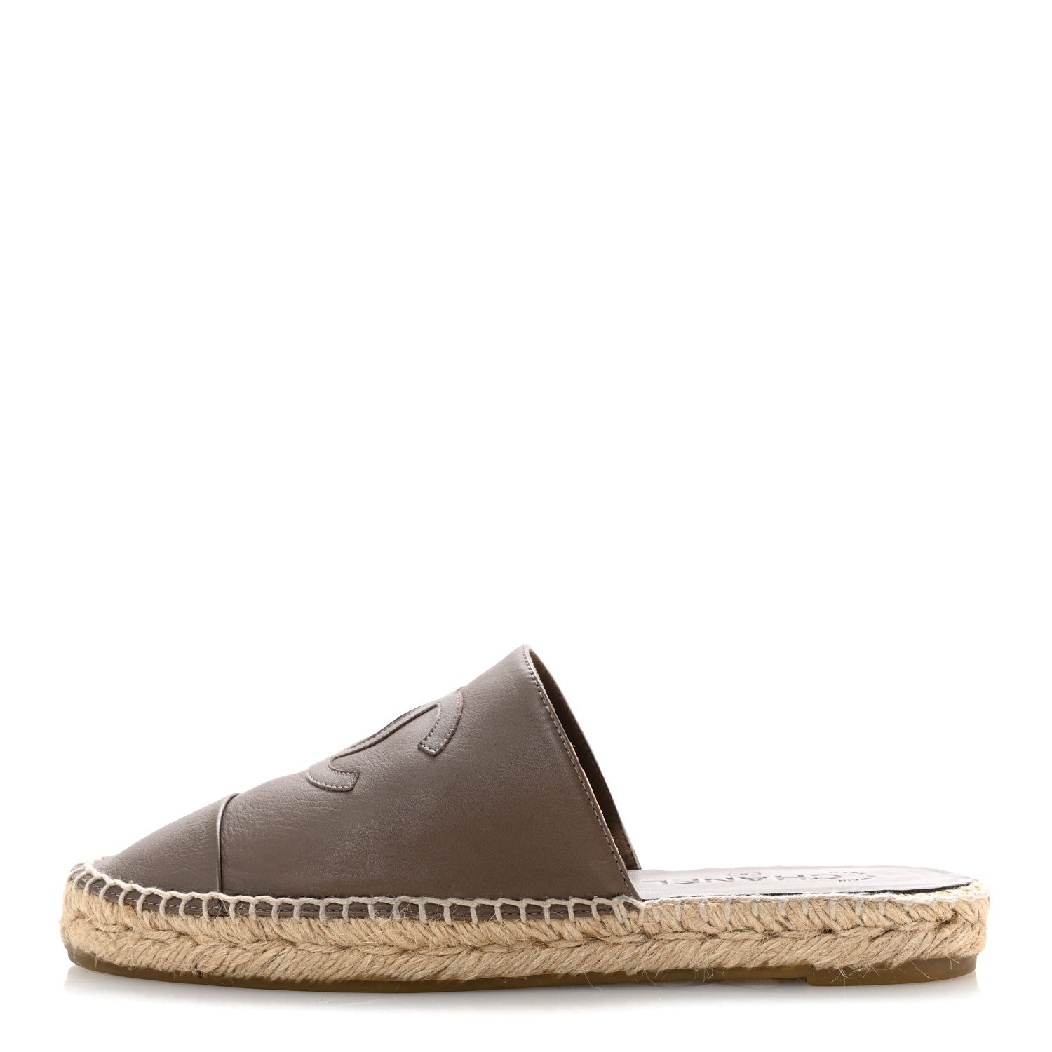 Chanel Calfskin CC Espadrille Mules 39 Dark Beige 1 of 10