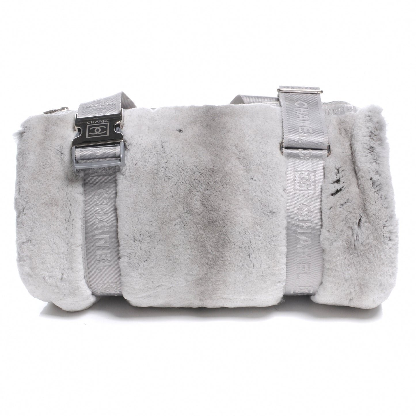 Rabbit Fur Sport Shoulder Bag Grey