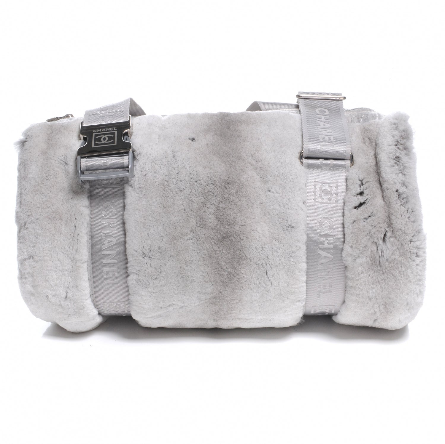 Chanel Rabbit Fur Sport Shoulder Bag Grey 1 of 10
