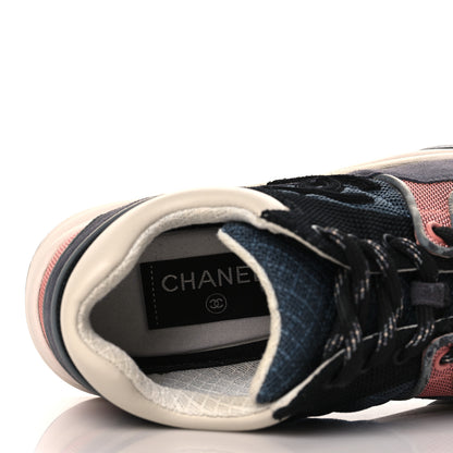 Chanel Nylon Calfskin Suede Womens CC Sneakers 36 Grey Pink 6 of 8