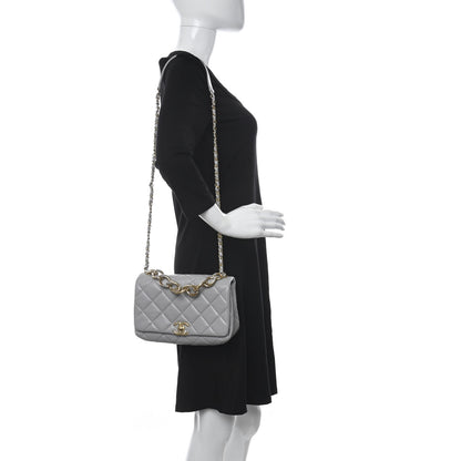 Chanel Lambskin Quilted Medium Color Match Flap Grey 2 of 13