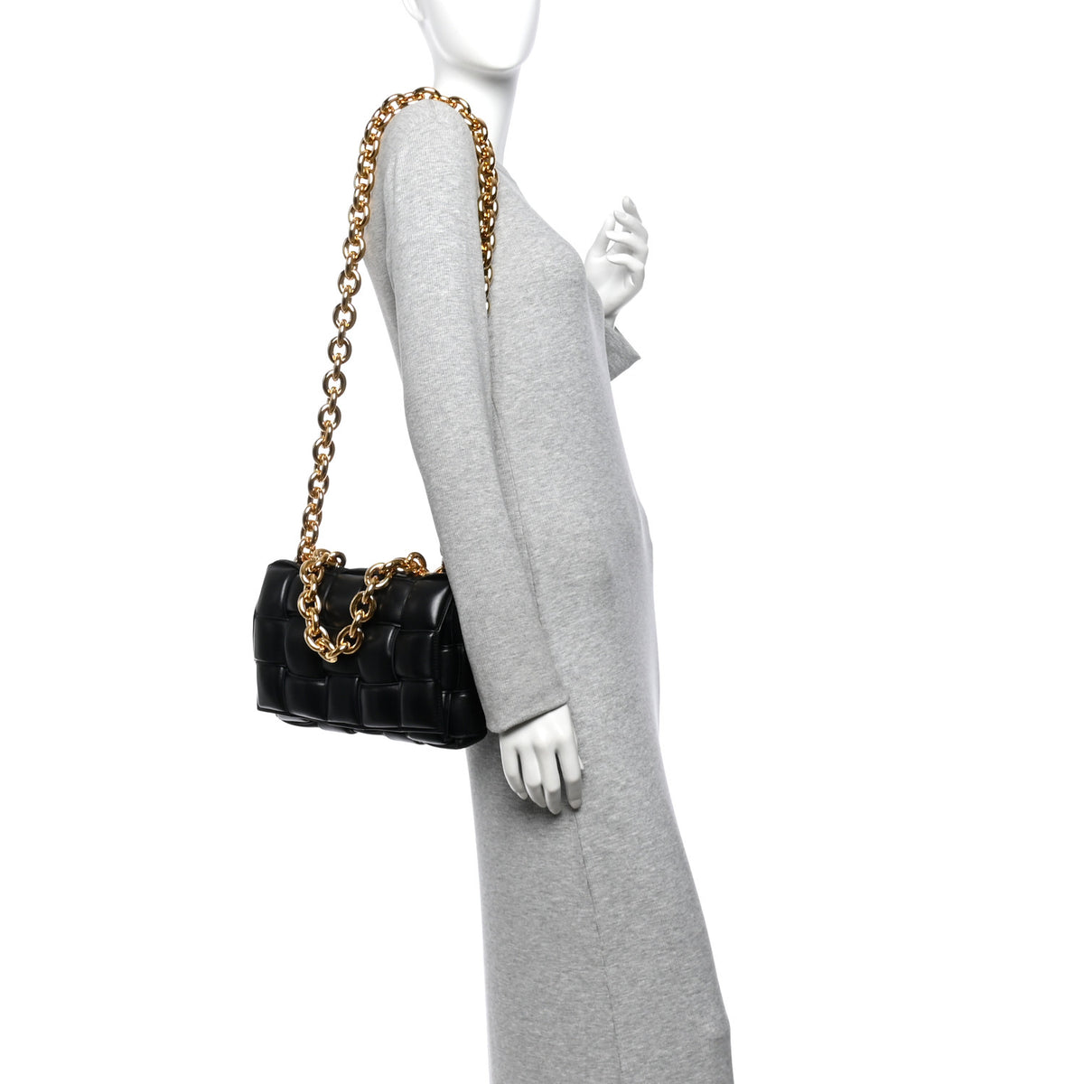 Bottega Veneta Lambskin Maxi Intreccio Padded Chain Cassette Crossbody Bag Black 2 of 10