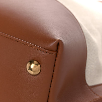 Saint Laurent Calfskin Linen Two Tone Cabas Tote Beige 9 of 12