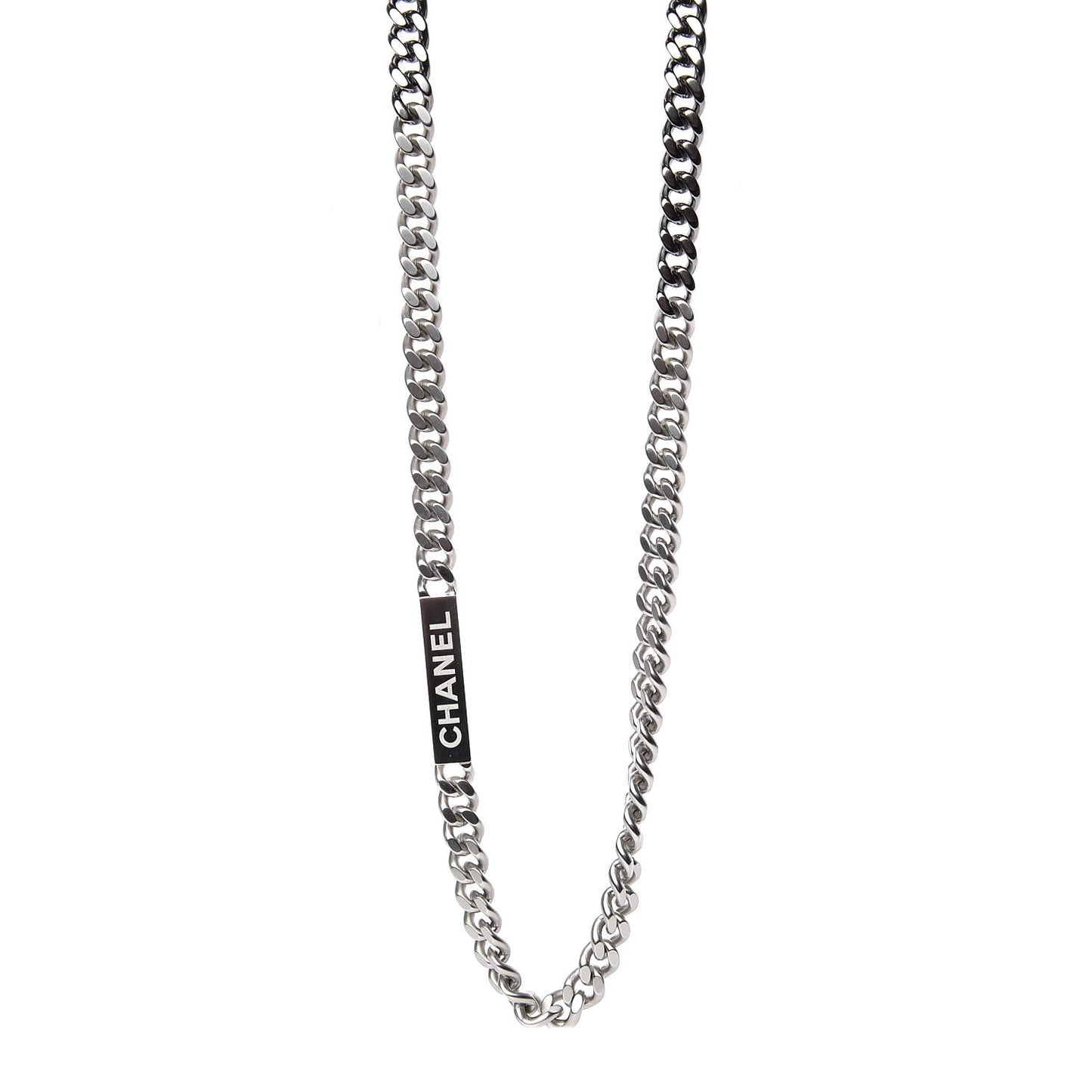 Oversized Chain Logo Necklace Ruthenium