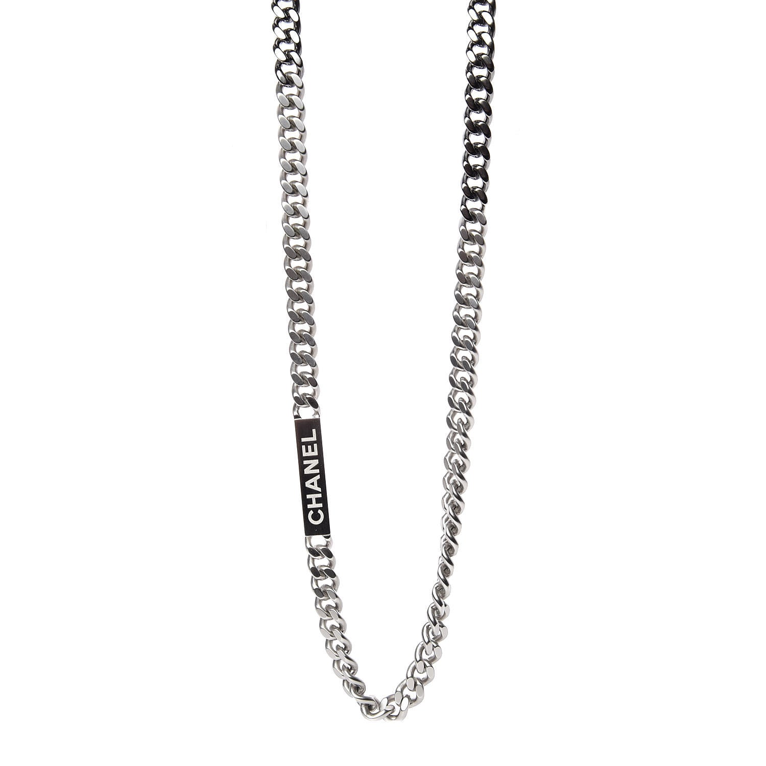 Chanel Oversized Chain Logo Necklace Ruthenium 1 of 7