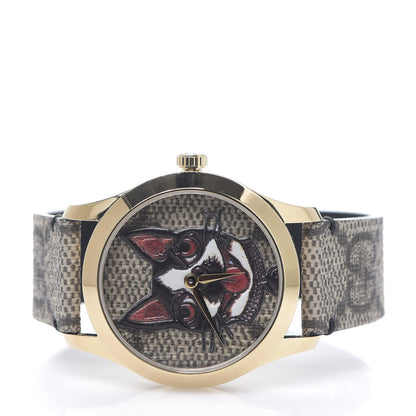 Gucci Stainless Steel Canvas 38mm G-Timeless GG Supreme Bosco Quartz Watch Brown 2 of 7