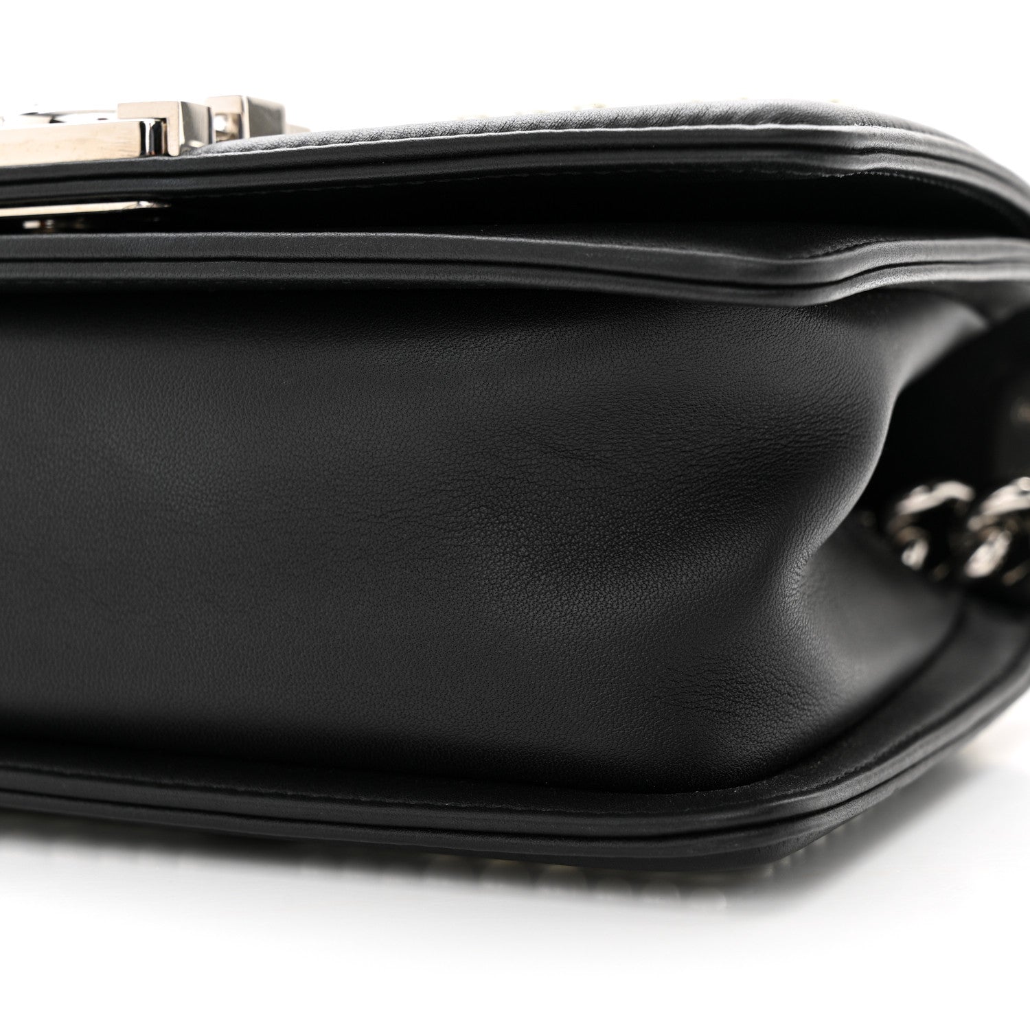 Chanel Calfskin Pearl Chevron Small Boy Flap Black 10 of 10